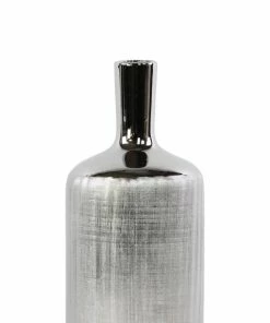 UT MID CENTURY SILVER ETCHED BOTTLE VASES