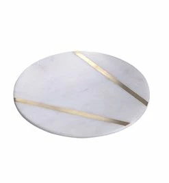 BD WHITE MARBLE PLATE WITH BRASS INLAY ENTERTAINING