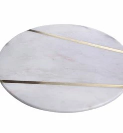 BD WHITE MARBLE PLATE WITH BRASS INLAY ENTERTAINING