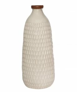 SB WHITE DIMPLED VASE 16"