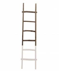 SB WALL DECOR WHITE DIPPED WOOD BLANKET LADDER 76”