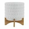 SB WHITE CIRCLES PLANTER W/STAND BOHO