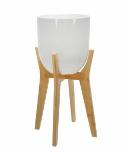 SB WHITE TALL PLANTER W/STAND