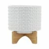 SB WHITE DOTTED PLANTER W/STAND BOHO