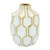 SB WHITE & GOLD TRIM CER VASES