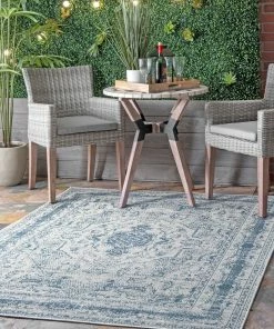 NLD BLUE VINTAGE MEDALLION RUG RUGS