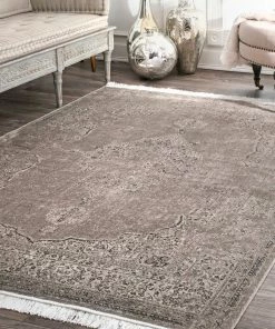 NLD VINTAGE MEDALLION CANTRELL FRINGE RUG MID CENTURY