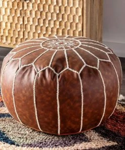 NL RIYADHA VEGAN LEATHER POUF FAUX
