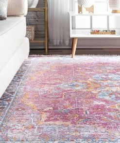 NLD TRANSITIONAL VIA MEDALLION FRINGE RUGS