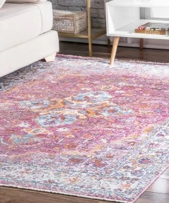 NLD TRANSITIONAL VIA MEDALLION FRINGE RUGS