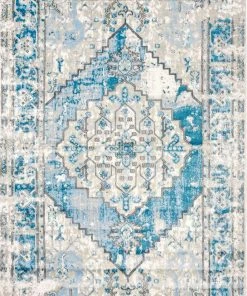 NLD BLUE BARBED MEDALLION RUG RUGS