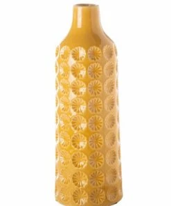 UT MID CENTURY CLOVER DEBOSSED GOLDEN VASE