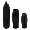 SB BLACK CERAMIC FACE VASES MID CENTURY