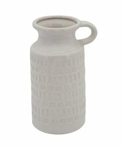 SB WHITE PITCHER & JAR VASES BOHO