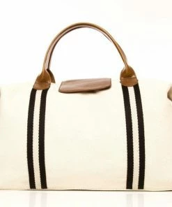 BK WHITE CANVAS STRIPED DUFFEL LIFESTYLE