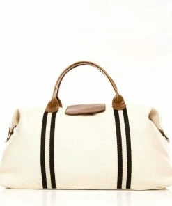 BK WHITE CANVAS STRIPED DUFFEL LIFESTYLE