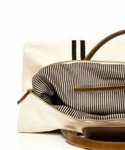 BK WHITE CANVAS STRIPED DUFFEL LIFESTYLE