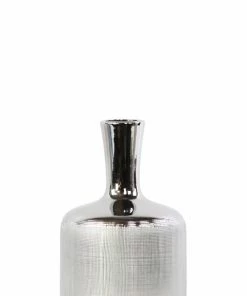 UT MID CENTURY SILVER ETCHED BOTTLE VASES