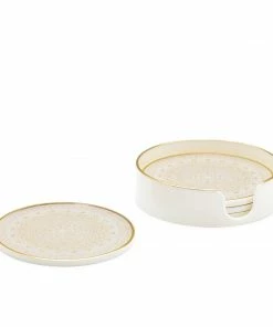 TT ENTERTAINING GOLD & WHITE FLOURISH COASTERS