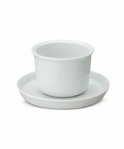 KN BLACK CERAMIC TEA CUP & SAUCER