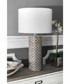 NLD LIGHTING WOOD CARVED TABLE LAMP - 21