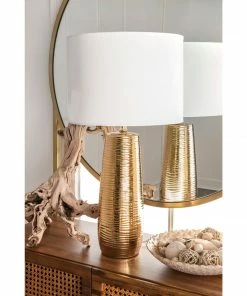 NLD LIGHTING BRASS RIPPLE TABLE LAMP - 26