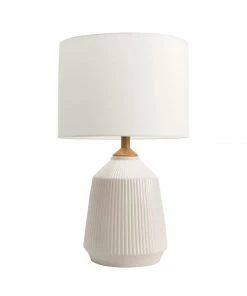 NLD LIGHTING WHITE CERAMIC FLUTED TABLE LAMP - 24