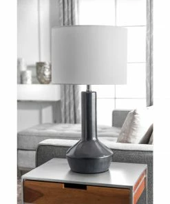 NLD BLACK CERAMIC TAPERED TABLE LAMP - 24