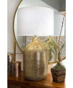 NLD GLASS W/ GOLD METAL TABLE LAMP - 29