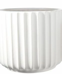 UT WHITE RIBBED PLANTERS FLORA