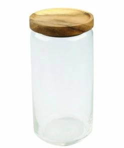 BH ACACIA LID GLASS CANISTERS