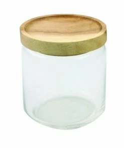 BH ACACIA LID GLASS CANISTERS
