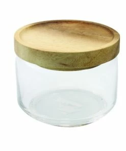 BH ACACIA LID GLASS CANISTERS