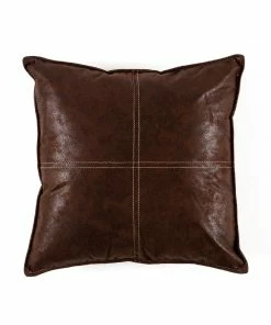 TT MAVERICK VEGAN LEATHER THROW PILLOW - MOCHA COZY UP