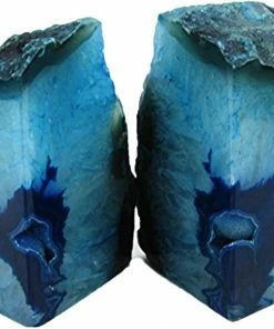 AZ TEAL AGATE GEODE BOOKENDS BOHO