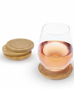 VK BAMBOO & CORK ROUND COASTERS