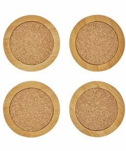 VK BAMBOO & CORK ROUND COASTERS