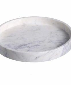BD BATH WHITE MARBLE ROUND TRAY