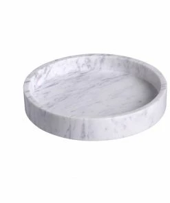 BD BATH WHITE MARBLE ROUND TRAY