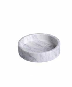 BD BATH WHITE MARBLE ROUND TRAY