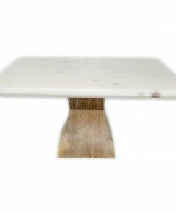 BD WHITE MARBLE SQUARE CAKE PLATE W/ MANGO STAND