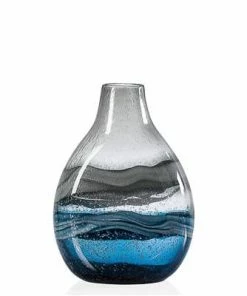 TT OCEAN SWIRL BULB GLASS VASE MID CENTURY