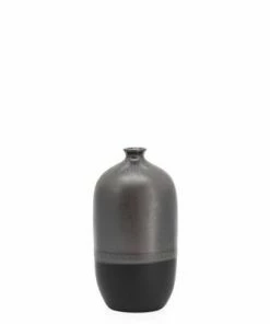 BLACK REACTIVE GLAZE BOTTLE VASES