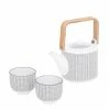 TT WHITE & GREY KIRI PORCELAIN TEAPOT SET