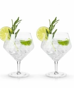VK COCKTAILS ANGLED CRYSTAL GIN & TONIC GLASSES SET