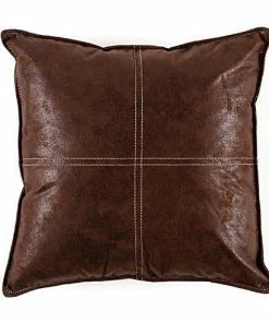 TT MAVERICK VEGAN LEATHER THROW PILLOW - MOCHA COZY UP