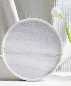 BD BATH WHITE MARBLE ROUND TRAY