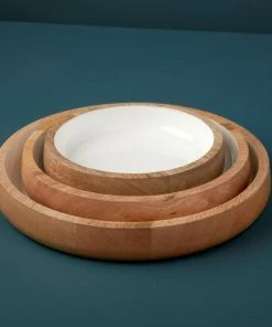 BH ENTERTAINING MANGO WOOD & ENAMEL NESTING BOWLS