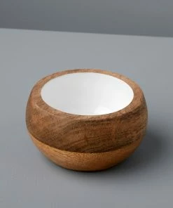 BH ENTERTAINING MANGO WOOD & ENAMEL ROUND PINCH BOWL
