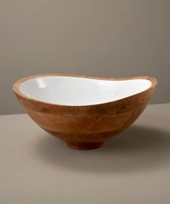 BH MANGO WOOD & ENAMEL BOWL ENTERTAINING
